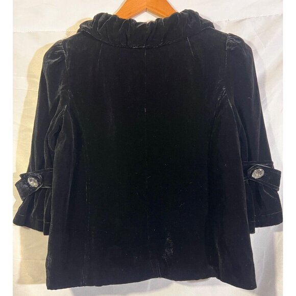 Jessica Jacket Girls 4 Black Velvet Coat Silk Blend Lined D20 - Picture 2 of 7